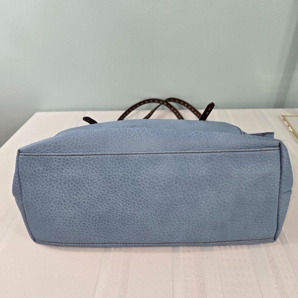 Liz Claiborne Blue Tote Bag with Brown Straps - Picture 11 of 11